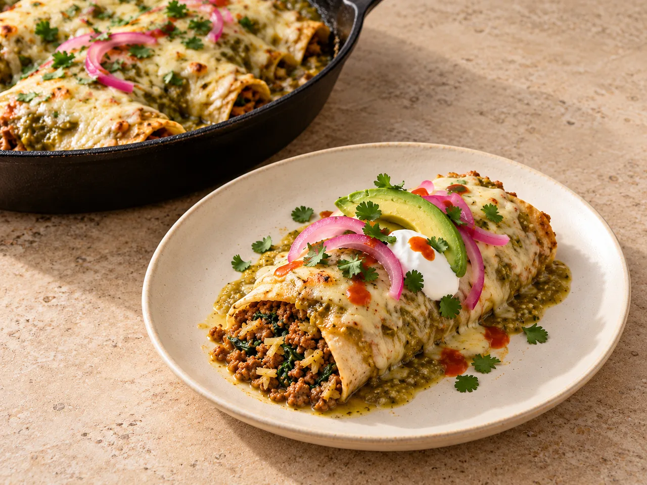 Finished Al Pastor Enchiladas